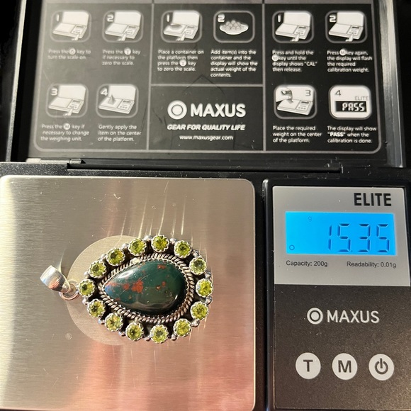 Native Solid Sterling Silver Bloodstone & Peridot Pendant - Picture 7 of 9